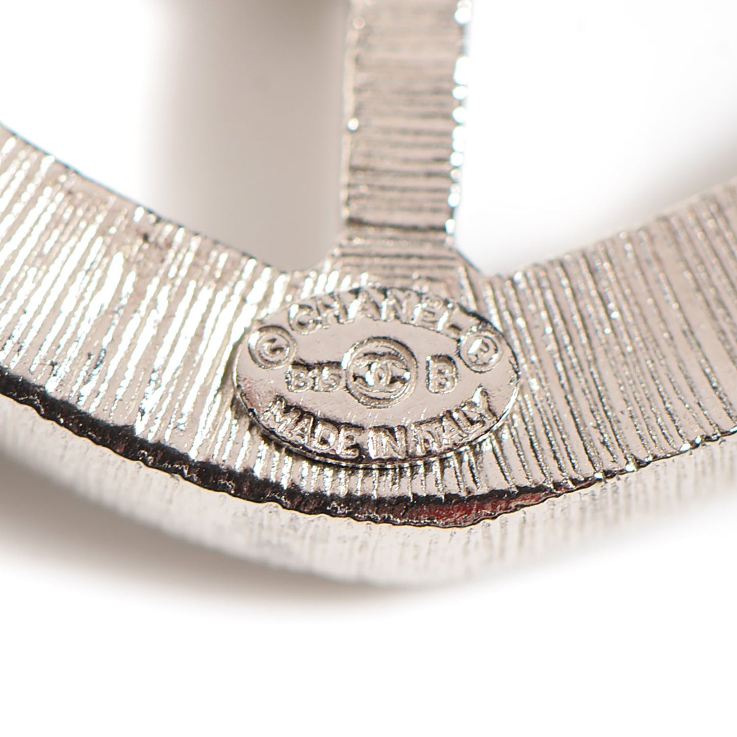 Crystal CC Shield Brooch Silver