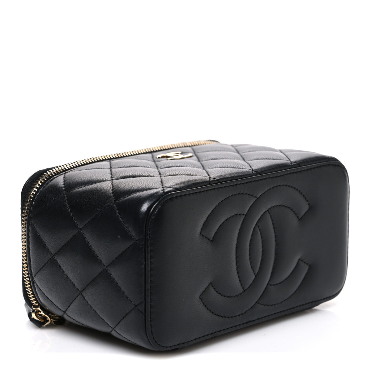 Chanel Lambskin Quilted Small Top Handle Vanity Case With Chain Black 4 of 11