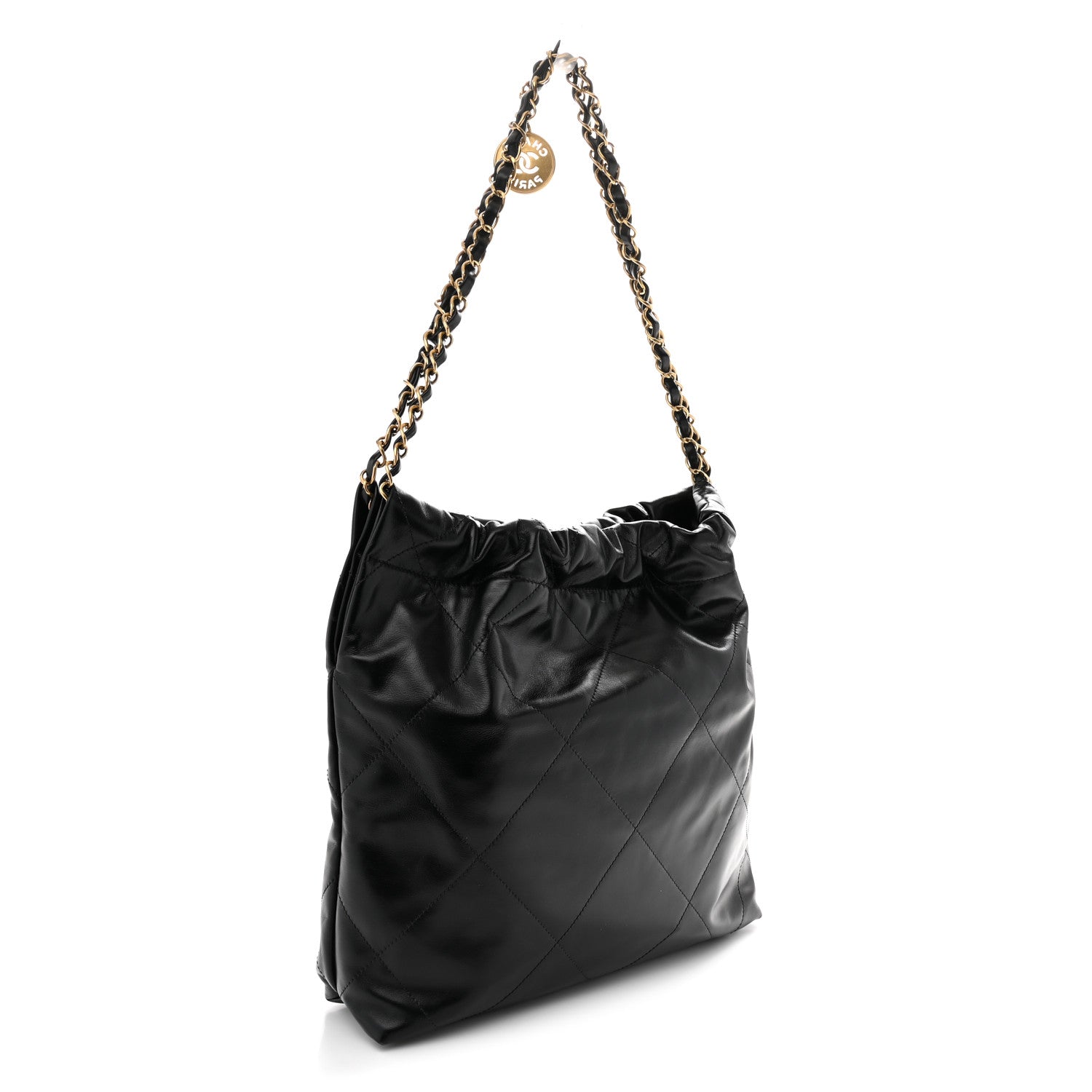 Chanel Shiny Calfskin Quilted Small Chanel 22 Black 4 of 11