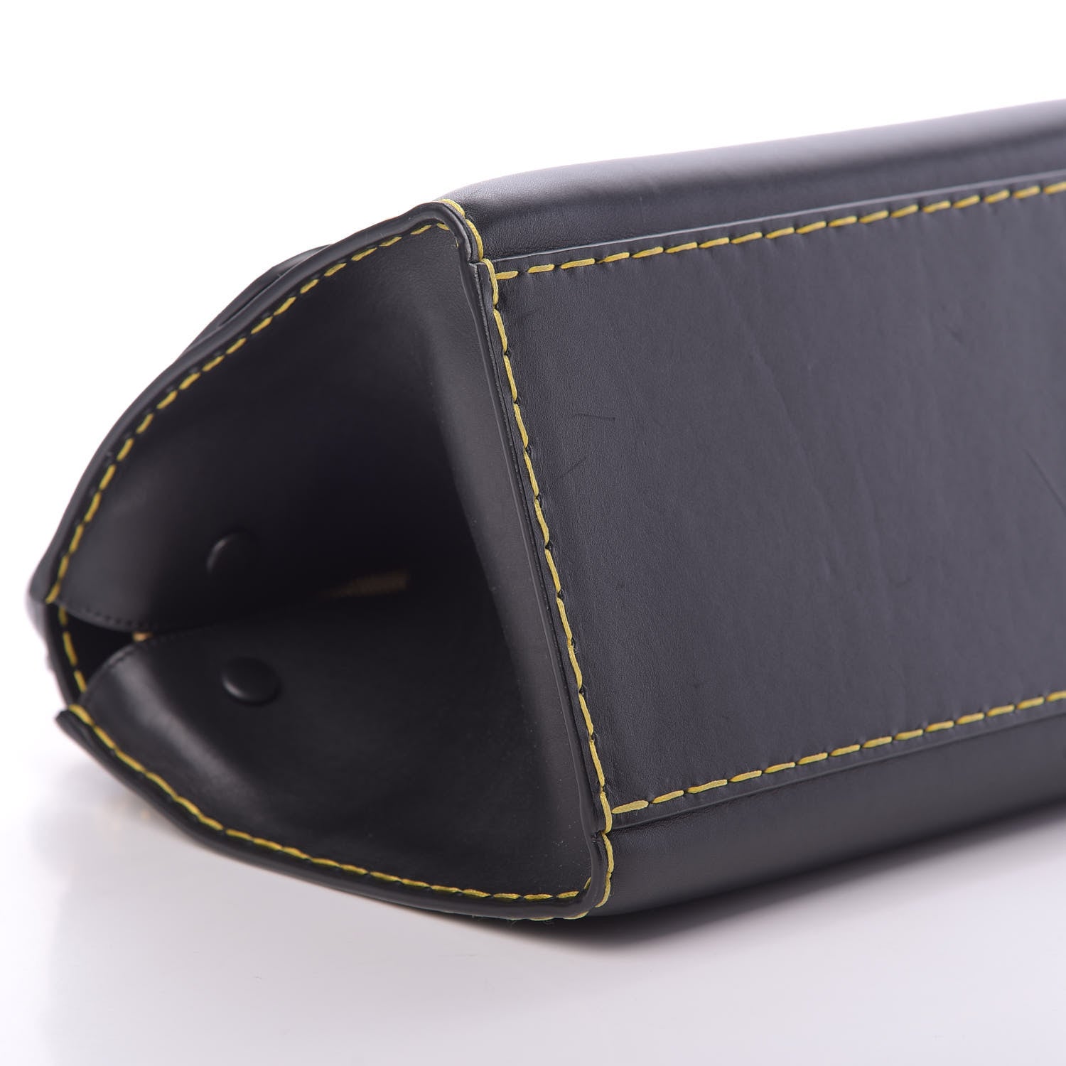 Celine Smooth Calfskin Yellow Stitching Medium Trapeze Black 9 of 14