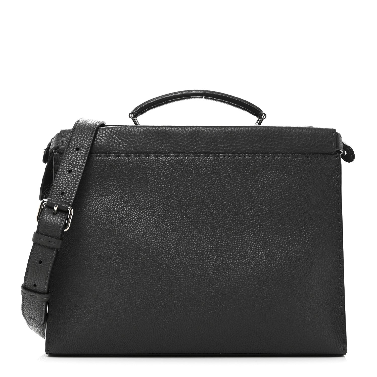 Fendi Cuoio Romano Selleria Bi-Color Large Peekaboo Iconic Fit Satchel Asfalto Lavagna 1 of 10