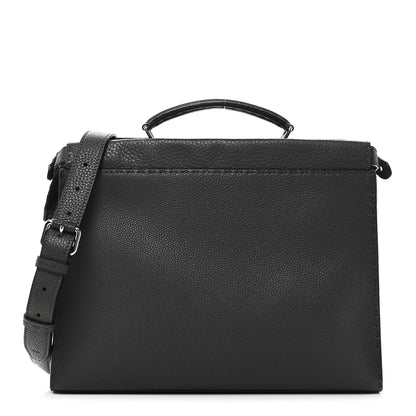 Fendi Cuoio Romano Selleria Bi-Color Large Peekaboo Iconic Fit Satchel Asfalto Lavagna 1 of 10