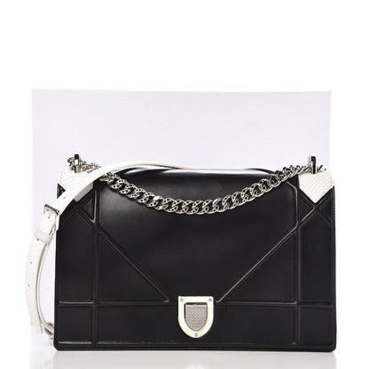 Christian Dior Lambskin Python Large Diorama Flap Bag Black White 7 of 7