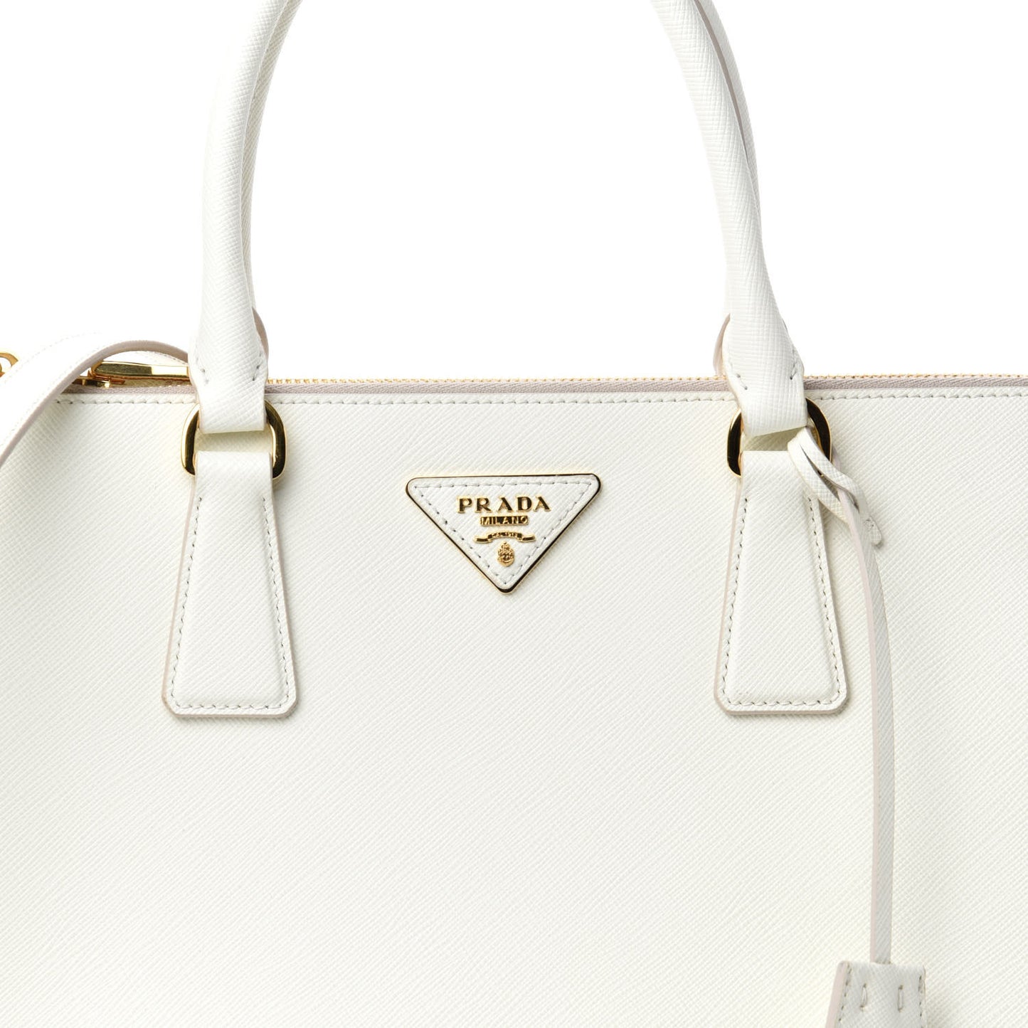 Saffiano Lux Large Galleria Double Zip Tote White