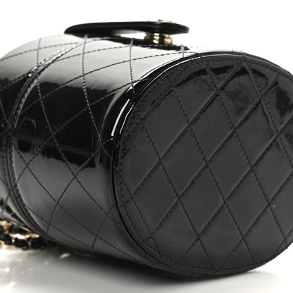 Chanel Patent Quilted Round Clutch With Chain Black 9 of 10