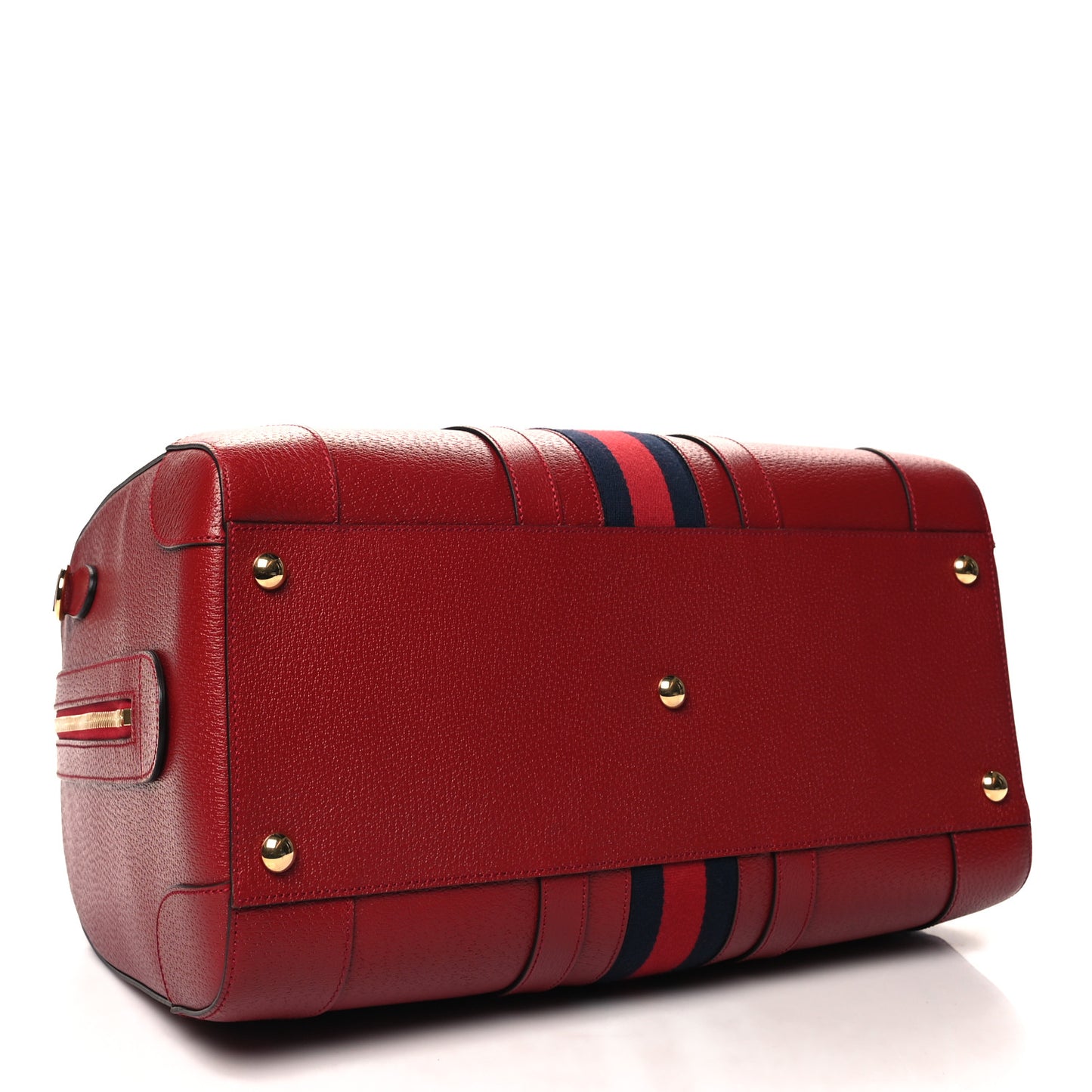 Textured Dollar Calfskin Web Large Duffle Bag Red