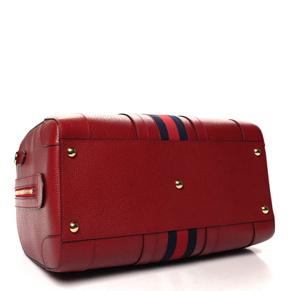 Gucci Textured Dollar Calfskin Web Large Duffle Bag Red 3 of 11