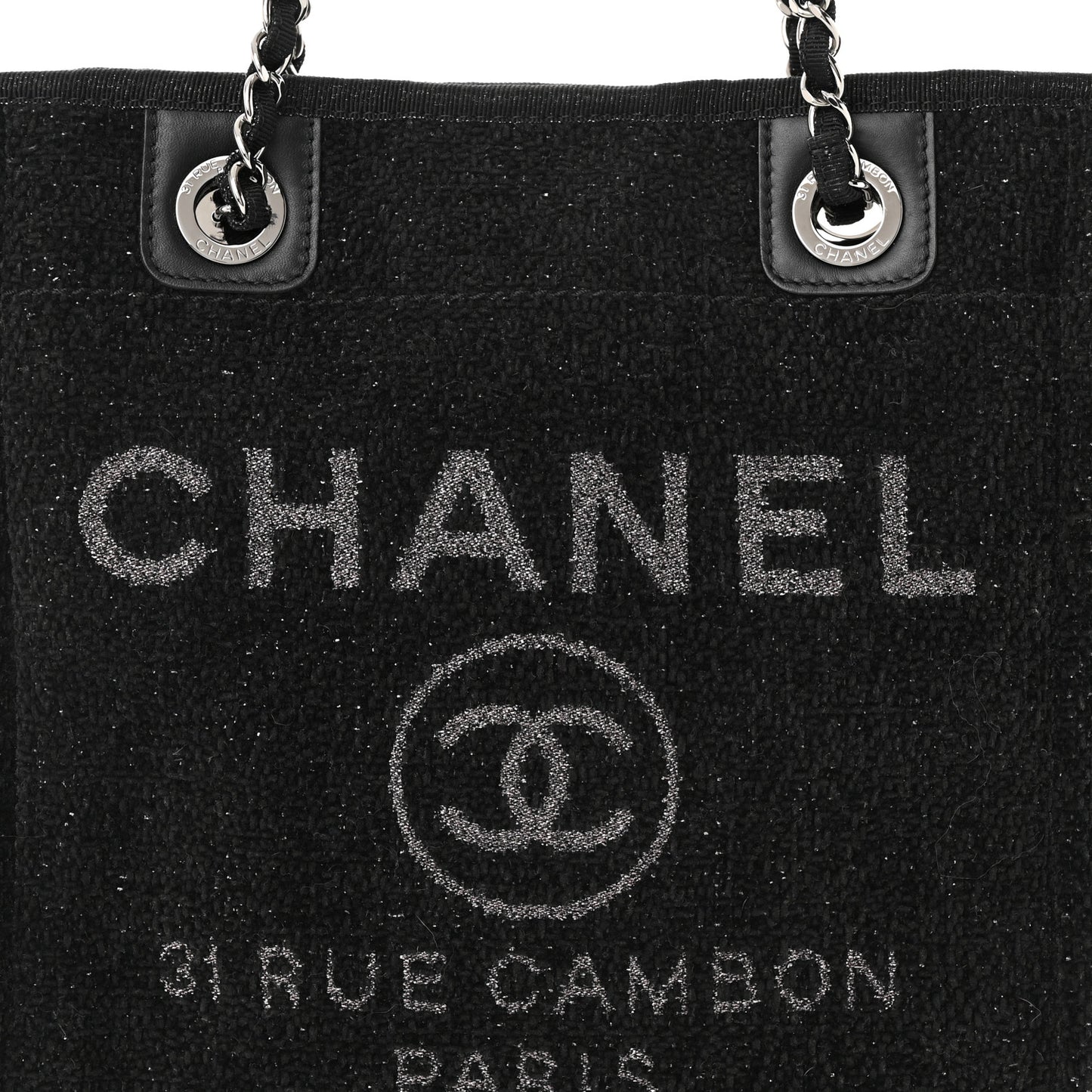 Lurex Boucle Mini Deauville Tote Black