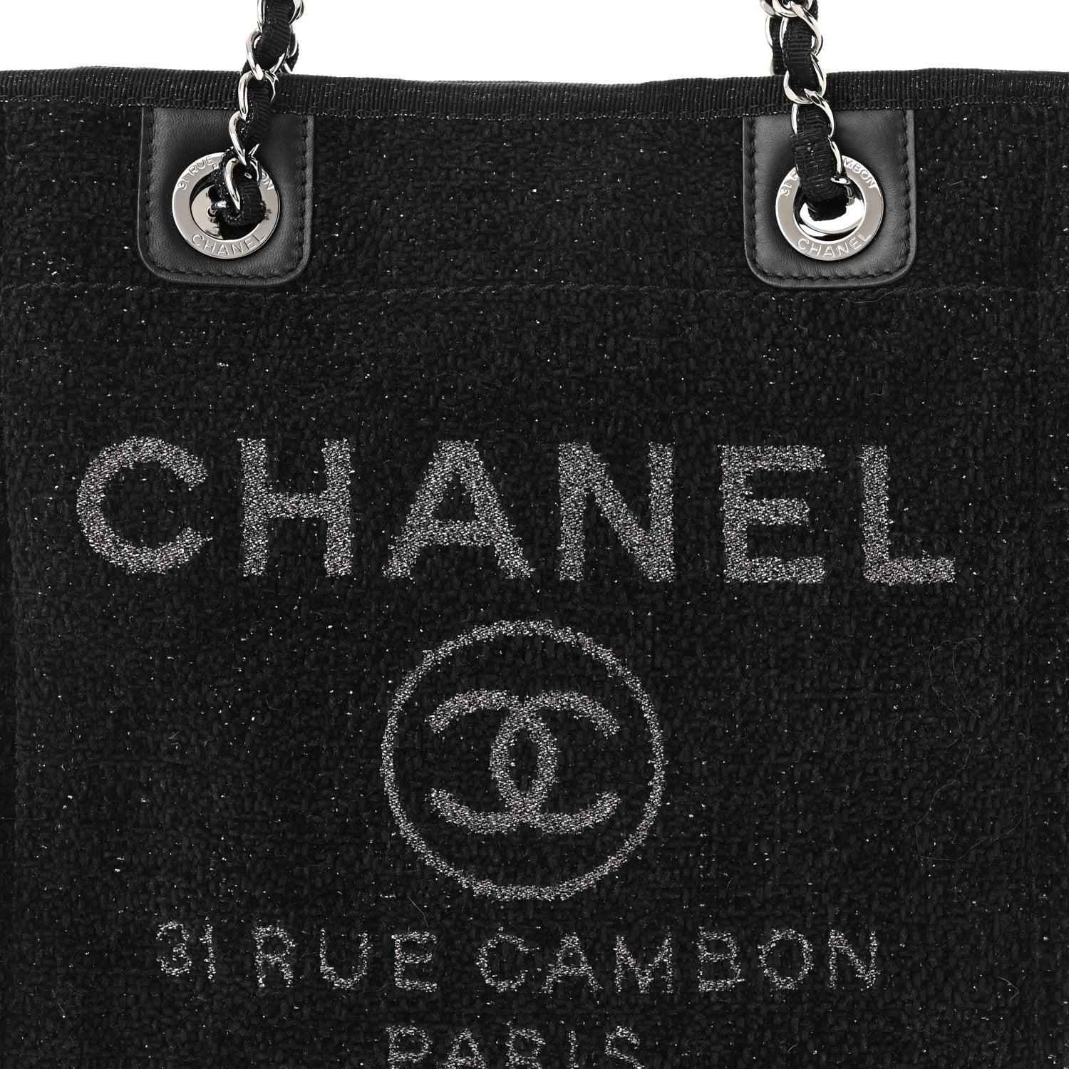 Chanel Lurex Boucle Mini Deauville Tote Black 8 of 10