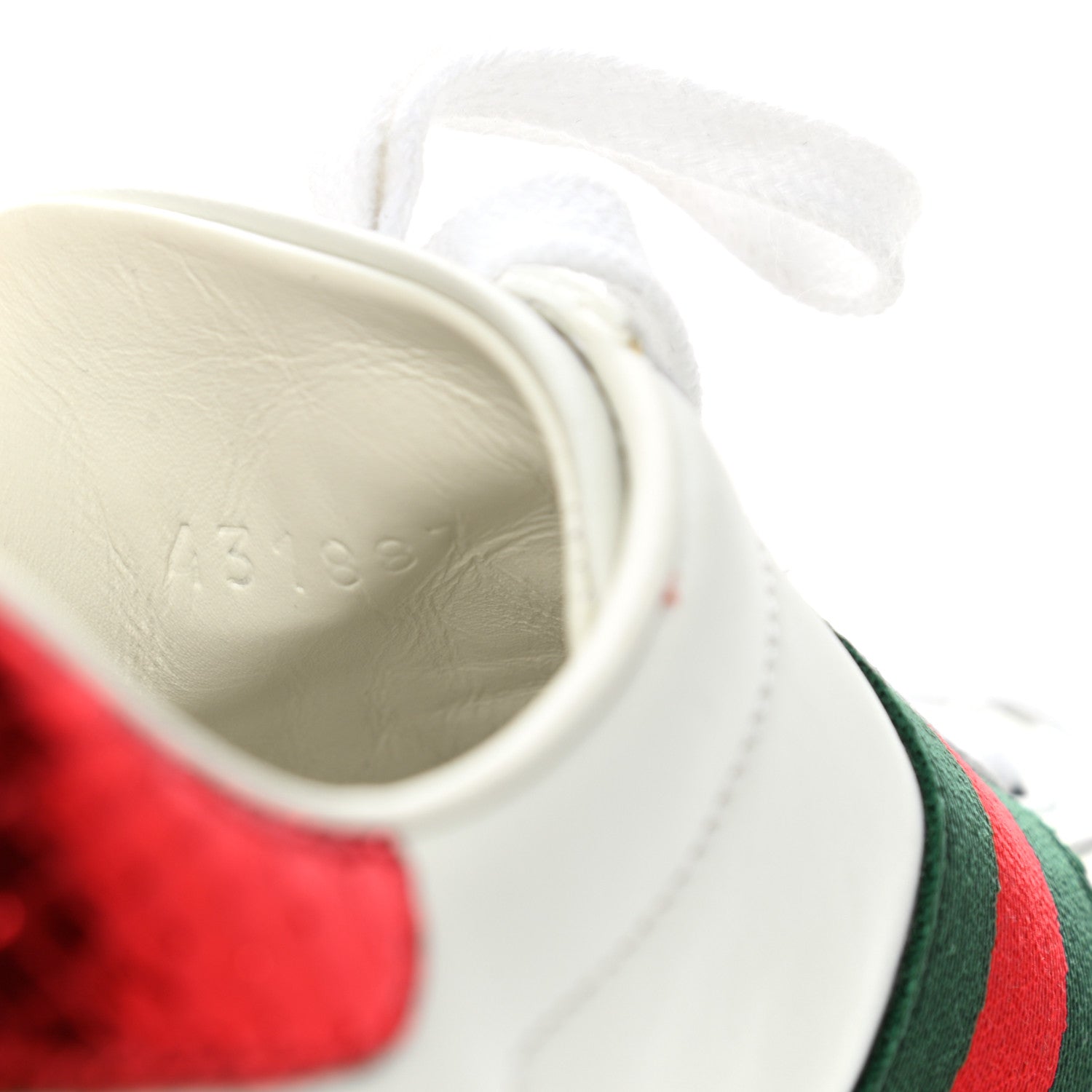 Gucci Calfskin Web Pearl Studded Womens Ace Sneakers 35 White 8 of 9