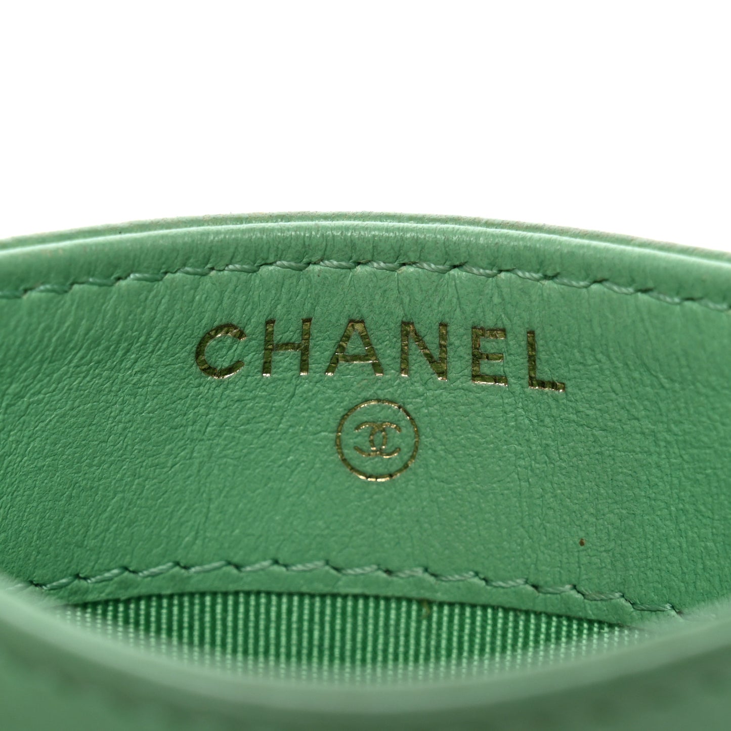 Caviar Quilted Card Holder Green