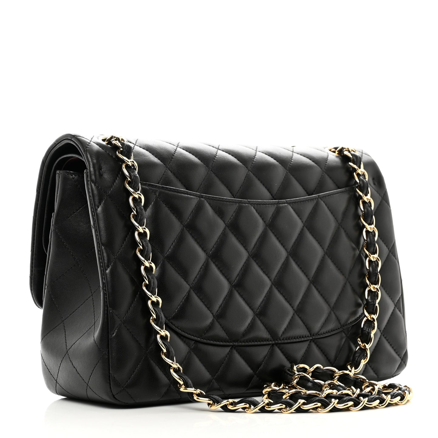 Lambskin Quilted Jumbo Double Flap Black