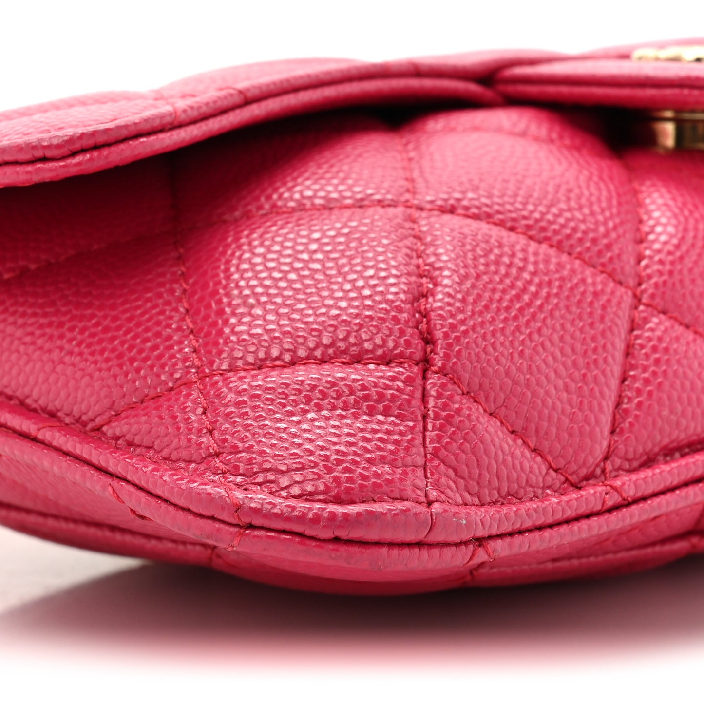 Caviar Fabric Quilted Foldable Tote With Chain Pink Multicolor