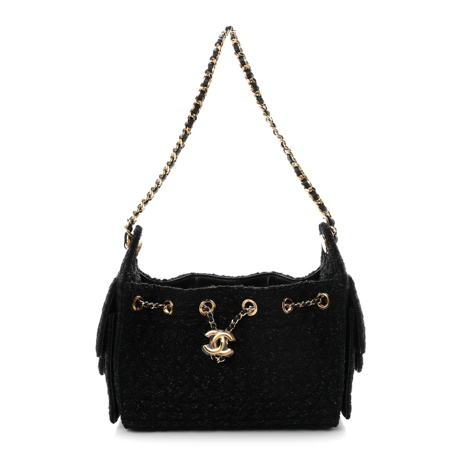Tweed Quilted Mini Chanel 25 Handbag Black