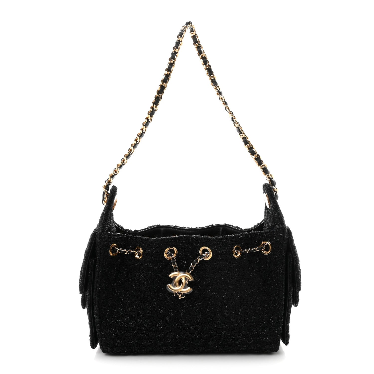 Chanel Tweed Quilted Mini Chanel 25 Handbag Black 1 of 11