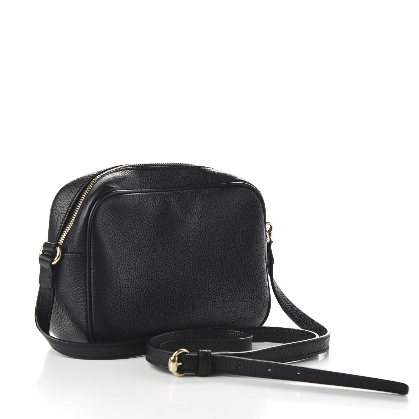 Pebbled Calfskin Small Soho Disco Bag Black