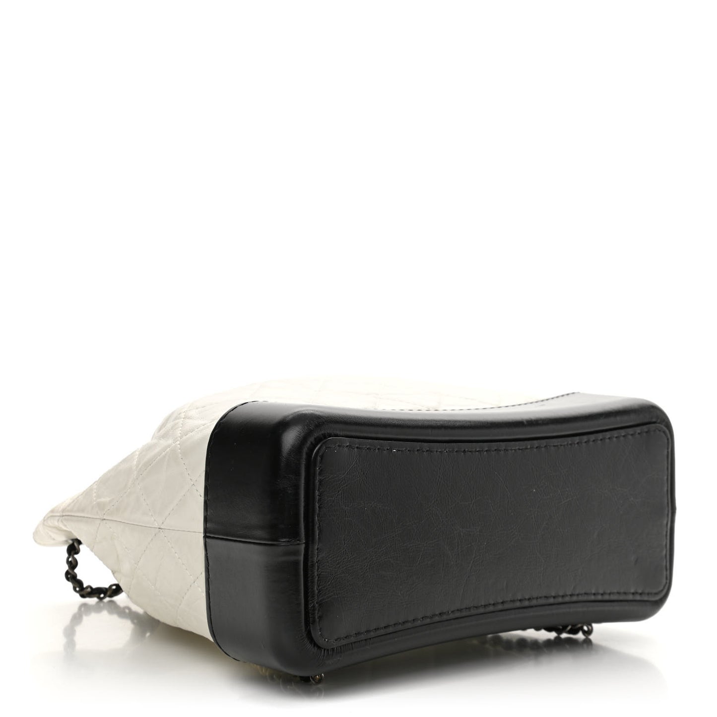 Aged Calfskin Quilted Gabrielle Backpack Black White