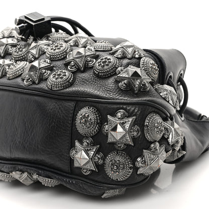 Burberry Calfskin Mason Warrior Studded Hobo Black 10 of 14