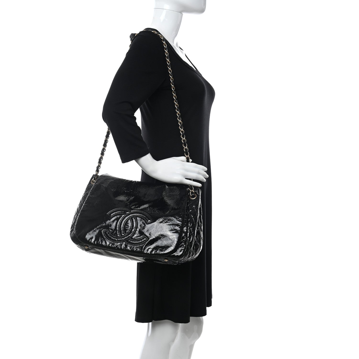 Chanel Vinyl XL Rock and Chain Flap Black 2 of 16