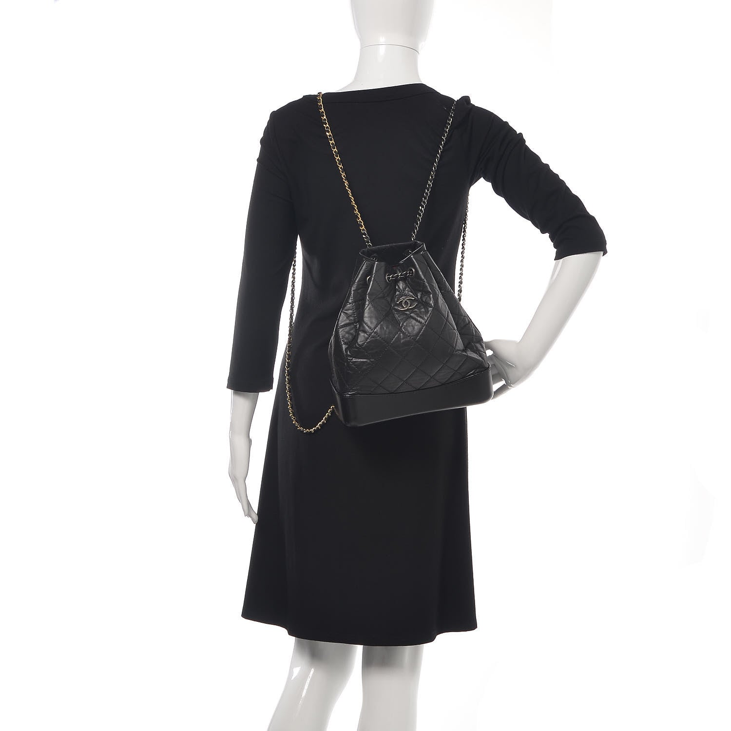 Chanel Aged Calfskin Quilted Gabrielle Backpack Black 2 of 13