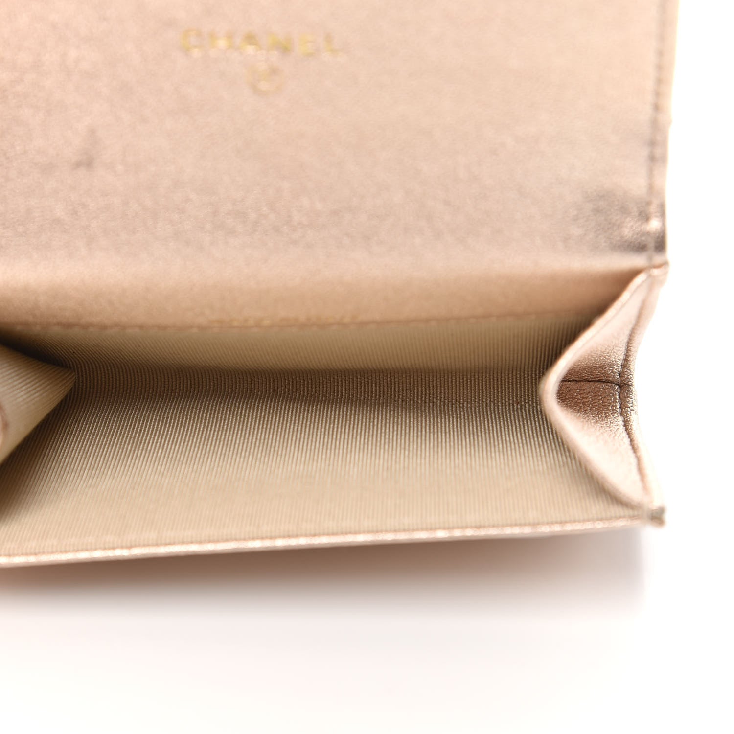 Chanel Metallic Lambskin Quilted Flap Card Holder Wallet Gold 5 of 11