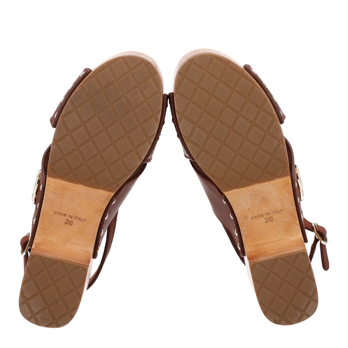 Chanel Calfskin Studded Slingback Clog Sandals 38 Dark Brown 8 of 10