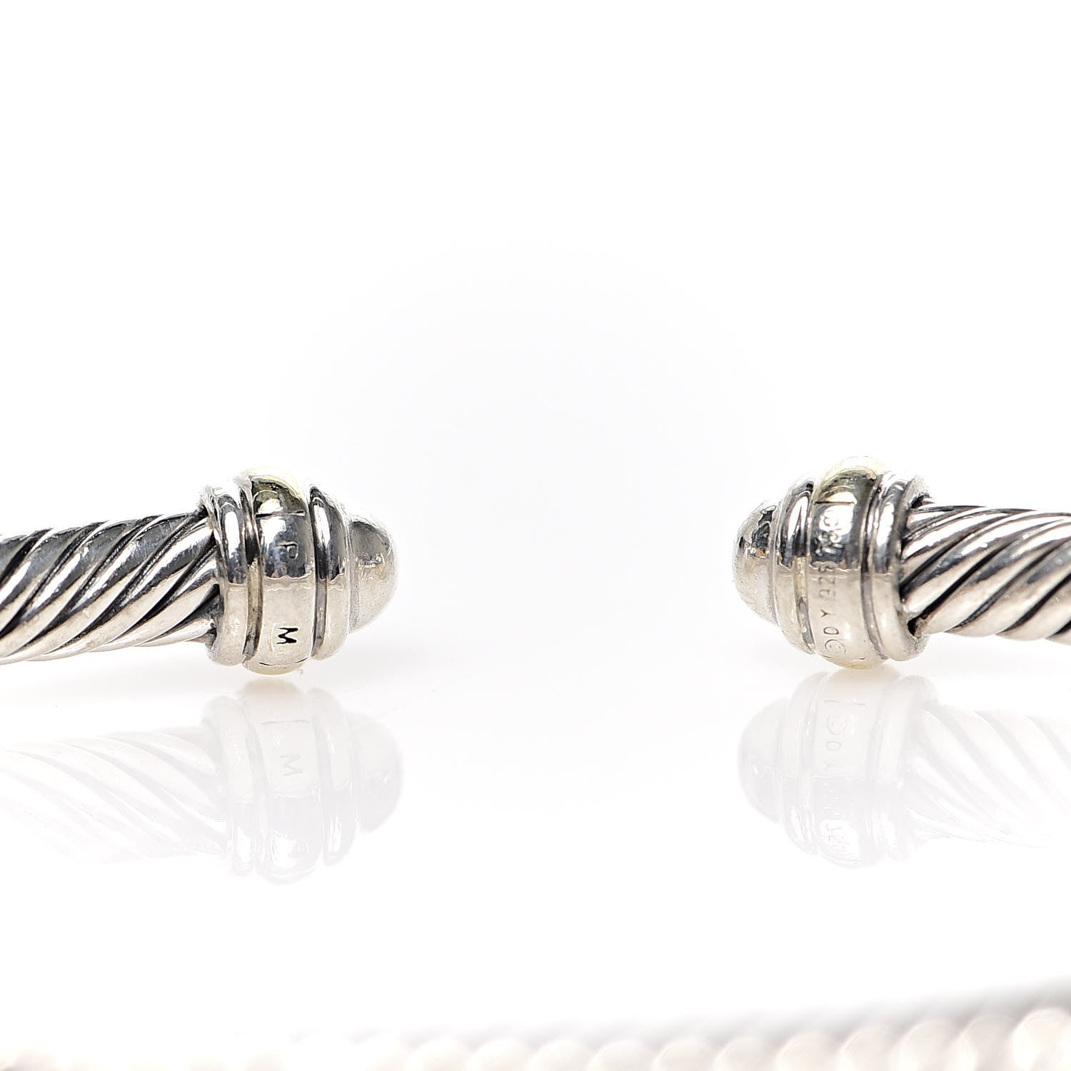 David Yurman Sterling Silver 18K Yellow Gold 4mm Cable Classics Bracelet 4 of 4