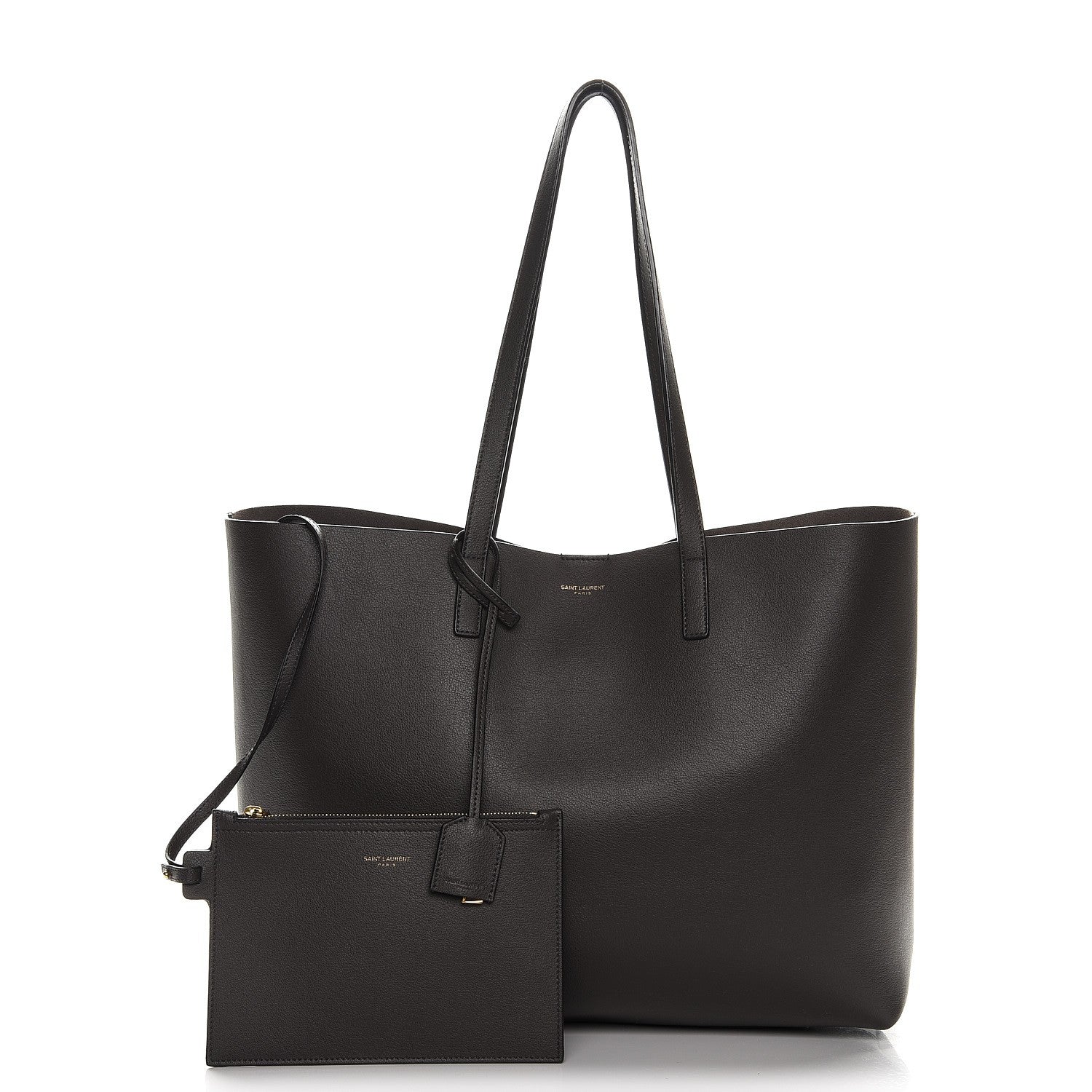 Saint Laurent Calfskin Large Shopping Tote Dark Anthracite 1 of 10
