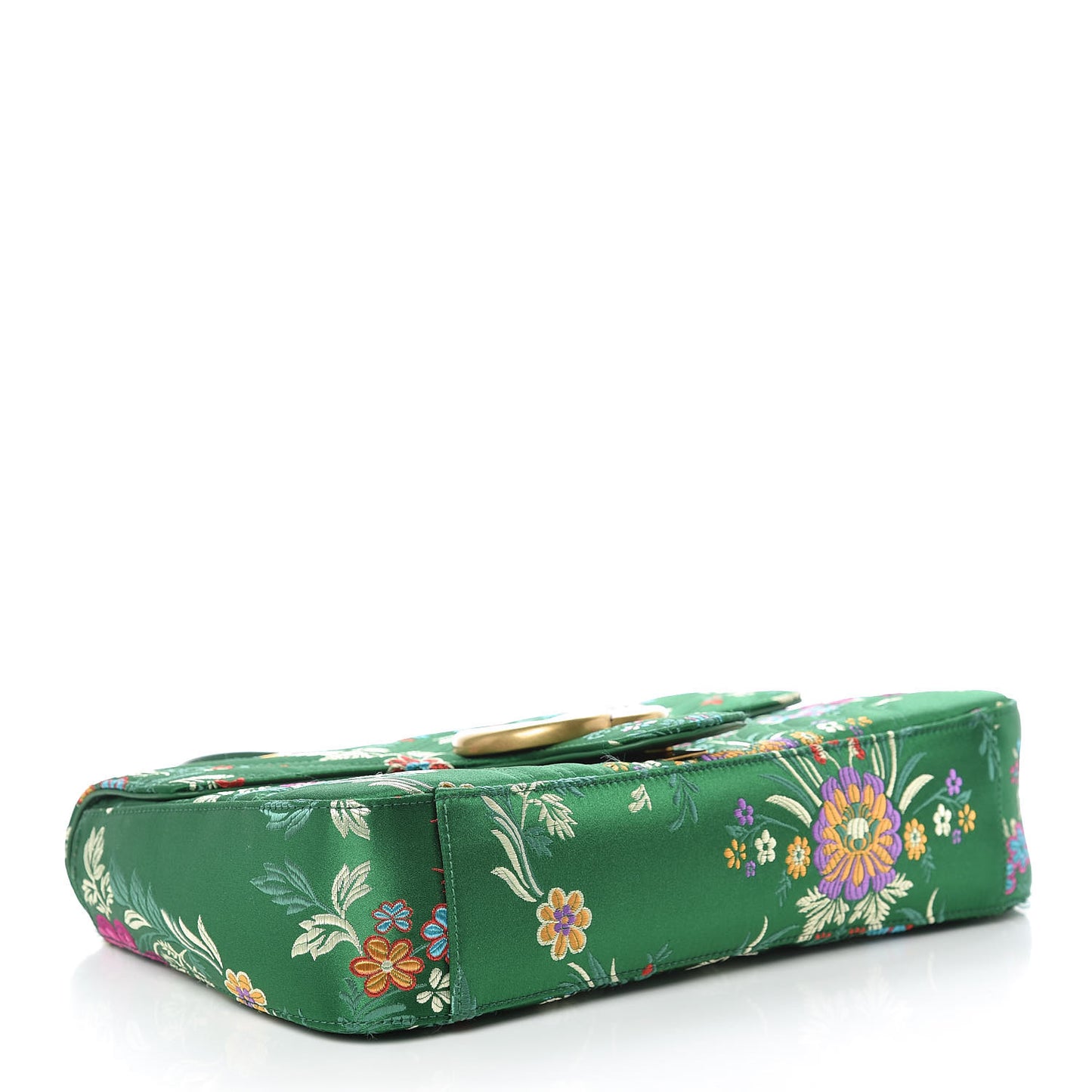 Jacquard Matelasse Floral Medium GG Marmont Shoulder Bag Green