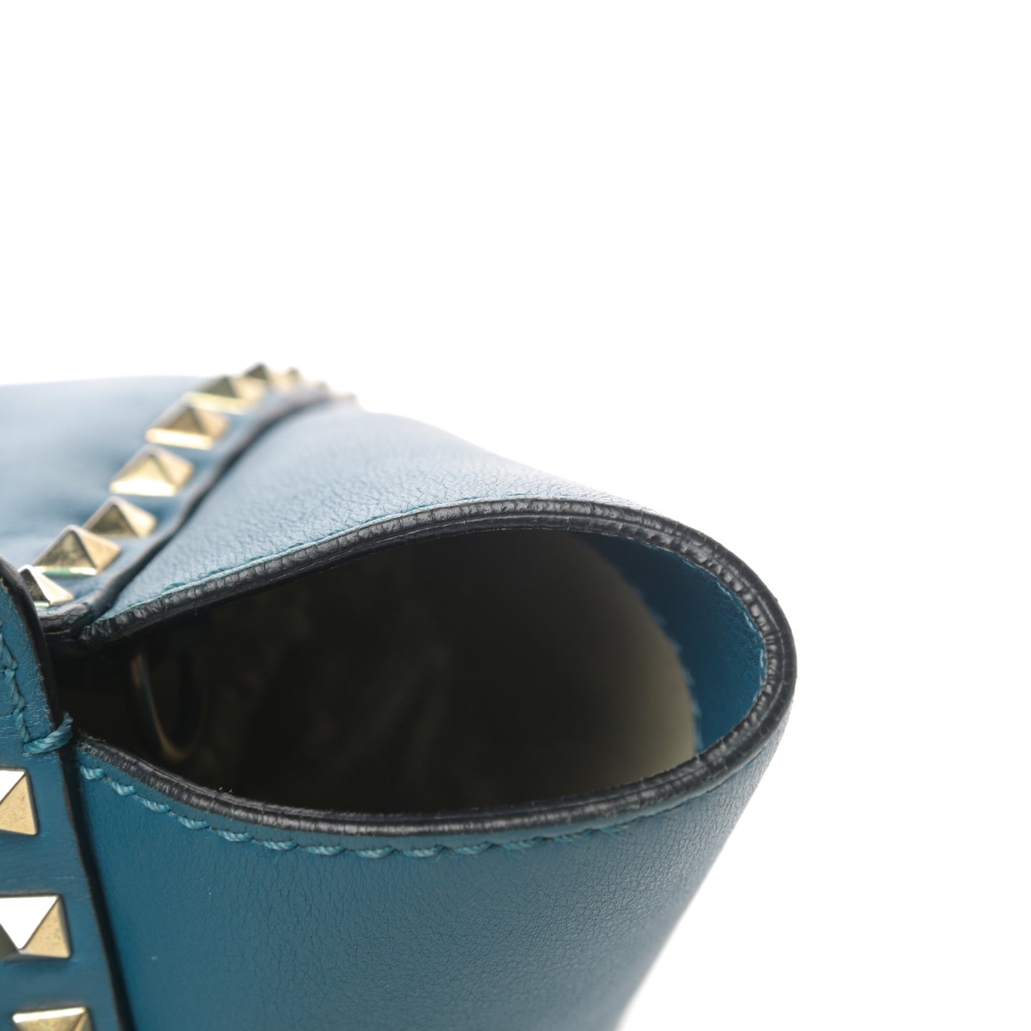 Vitello Small Rockstud Double Handle Tote Blue