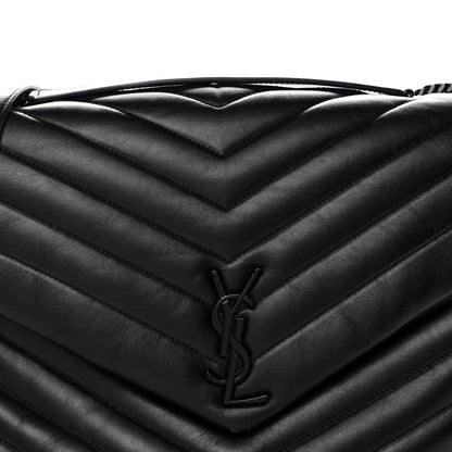 Saint Laurent Calfskin Y Quilted Monogram Monochrome Large Loulou Chain Satchel Black 9 of 12
