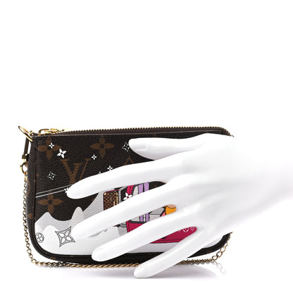 Louis Vuitton Monogram 2019 Christmas Animation Mini Courchevel Pochette Accessories Fuchsia 3 of 8
