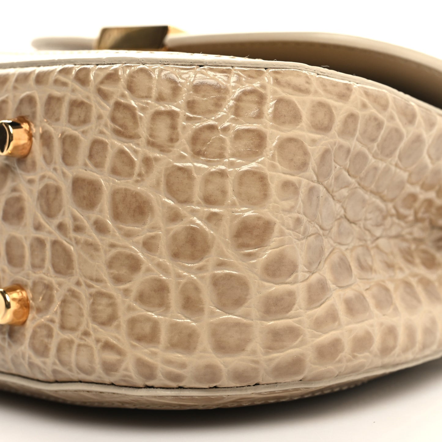 Calfskin Crocodile Embossed Greca Goddess Mini Top Handle Bag Grey