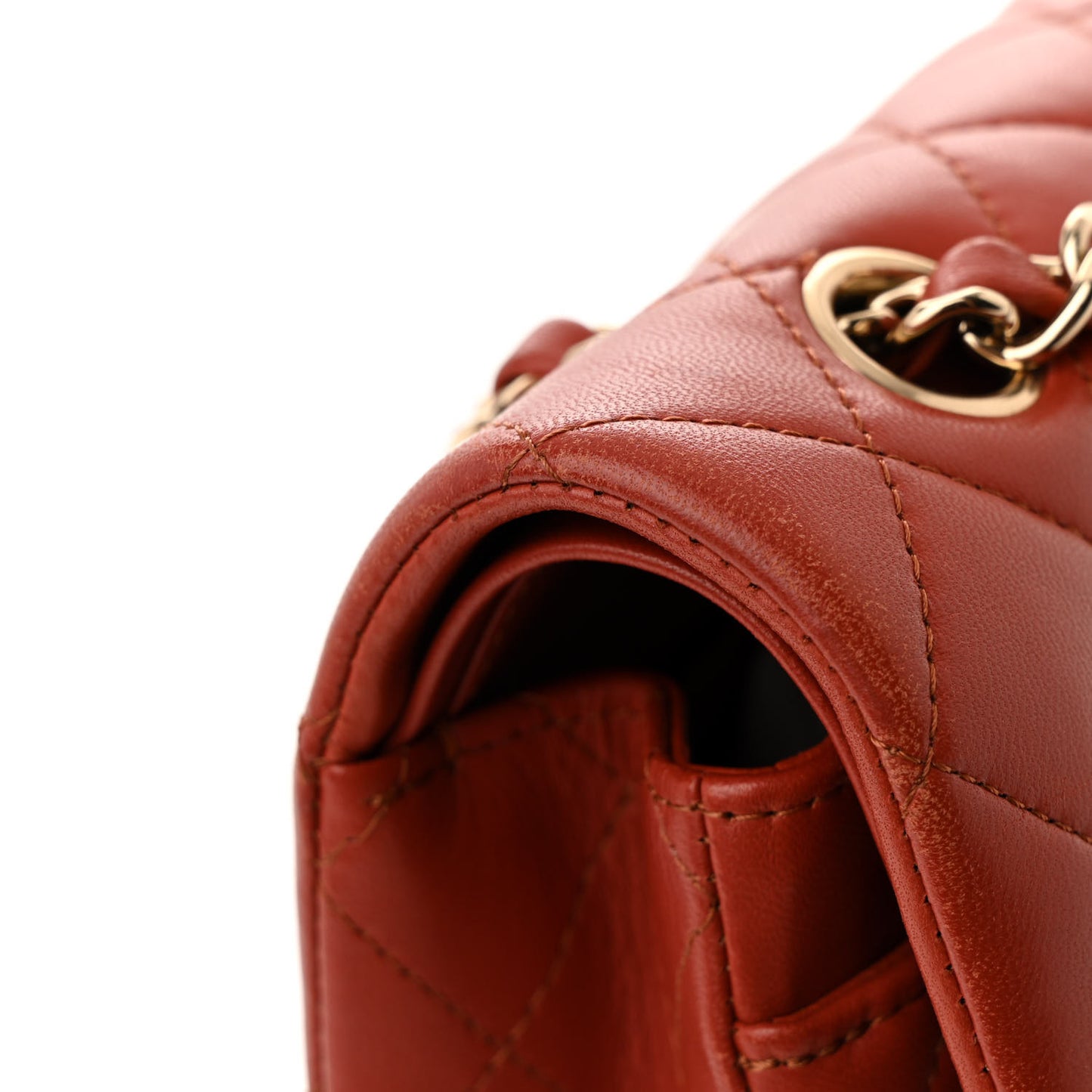 Lambskin Quilted Small Double Flap Red