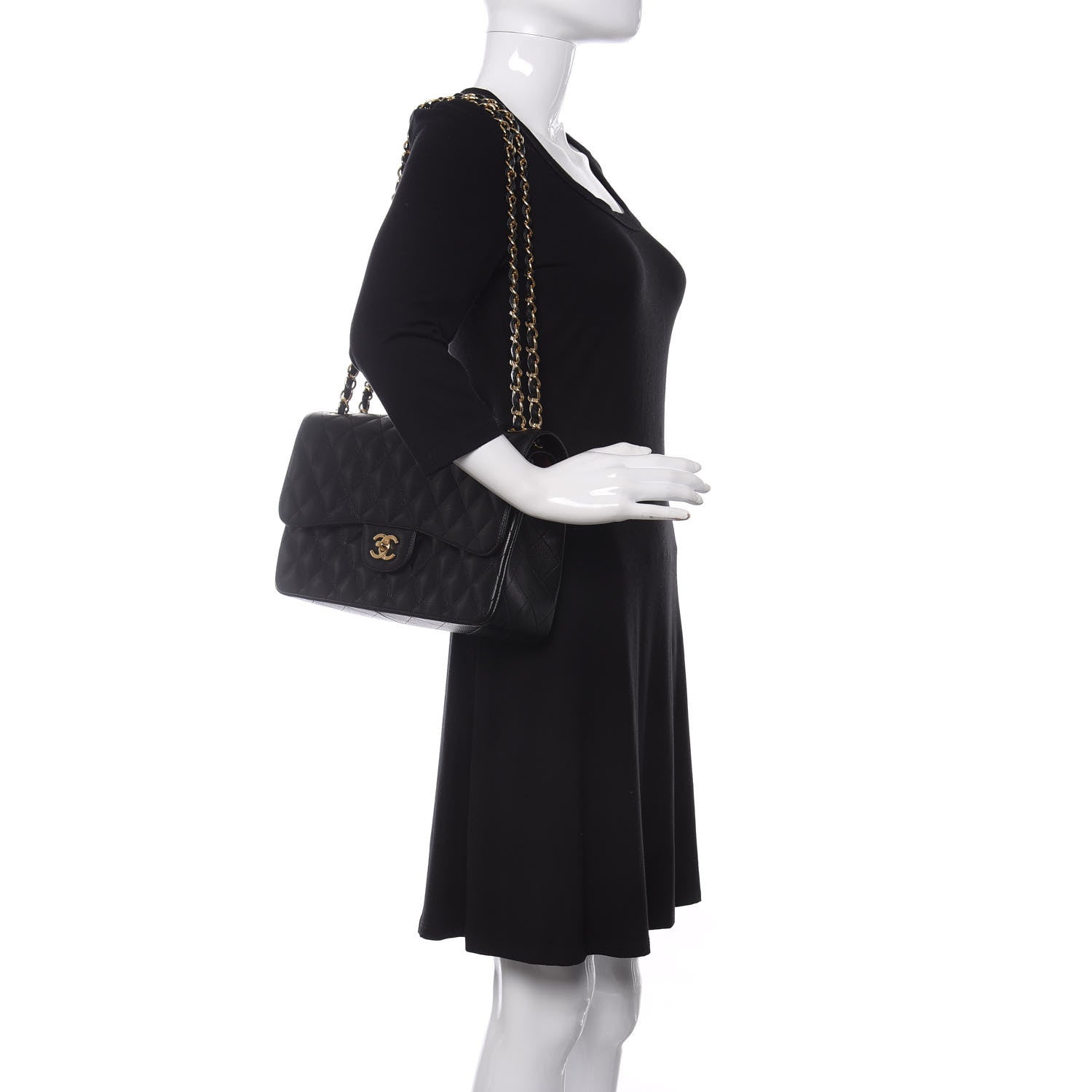 Chanel Caviar Quilted Jumbo Double Flap Black 2 of 12