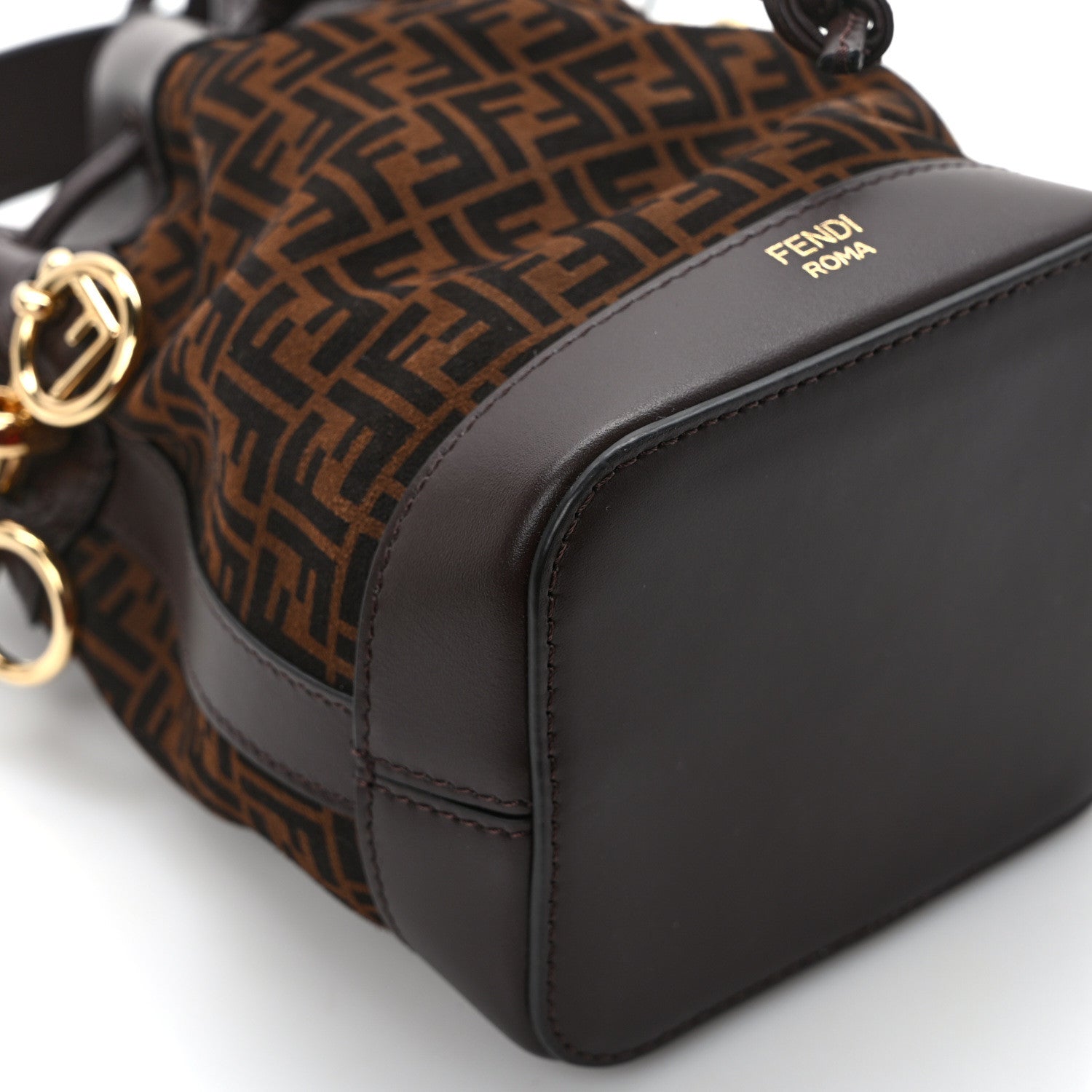 Fendi Suede Vitello King F is Fendi Micro FF Mini Mon Tresor Bucket Bag Sigaro Marrone Ebano 11 of 13