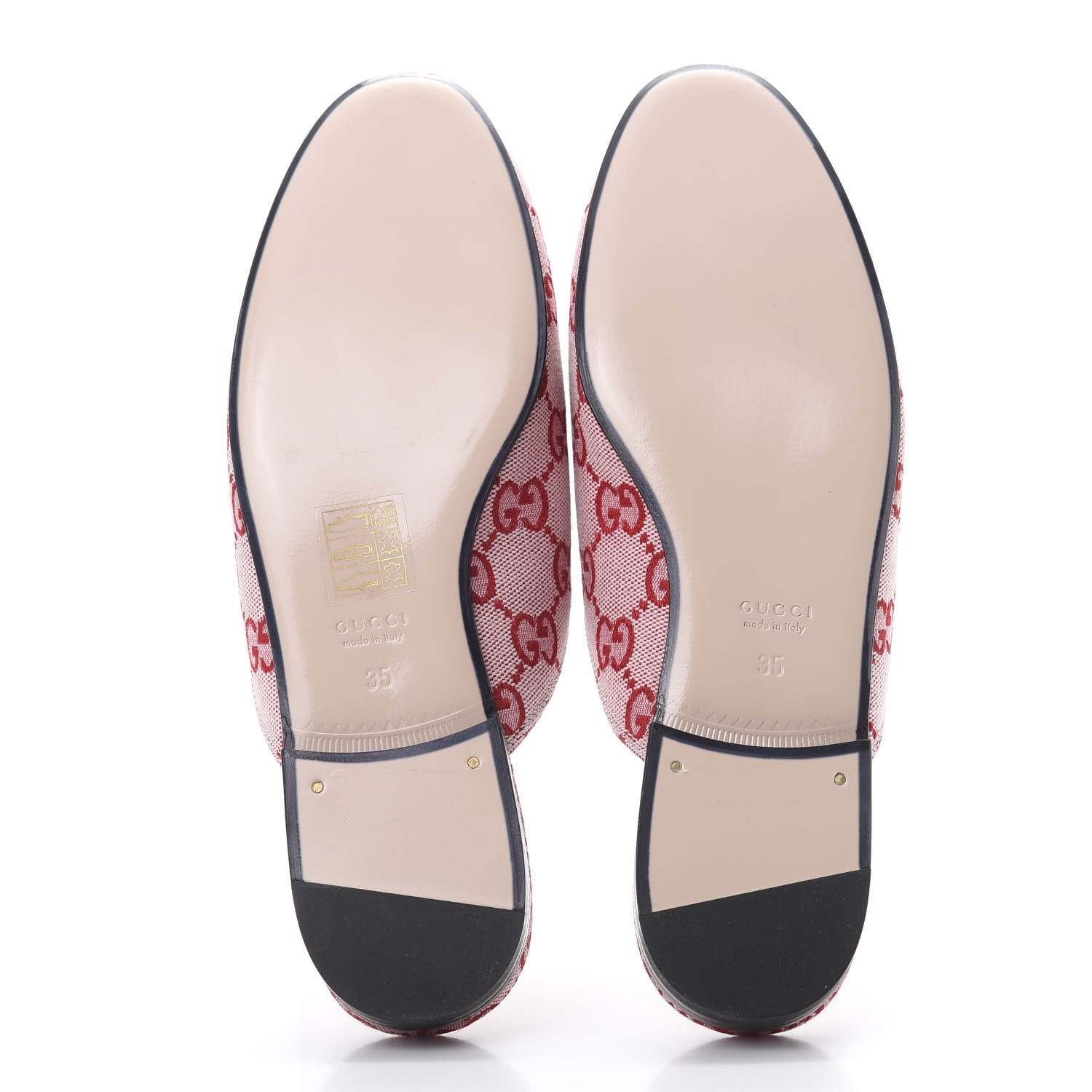 Gucci Canvas GG Monogram Horsebit Womens Princetown Slippers 35 Gardenia Hibiscus Red 5 of 8