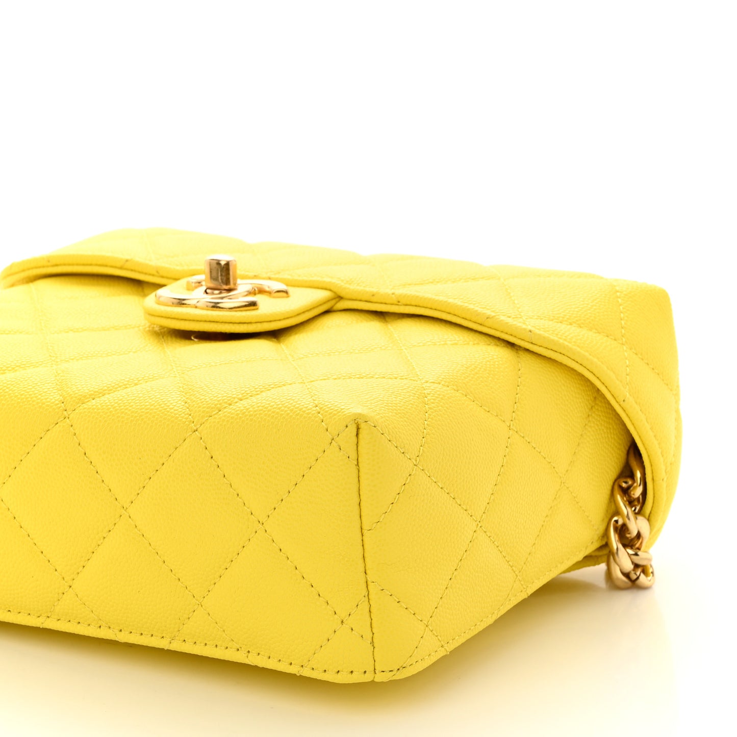 Caviar Quilted Handy Box Vanity Case Yellow