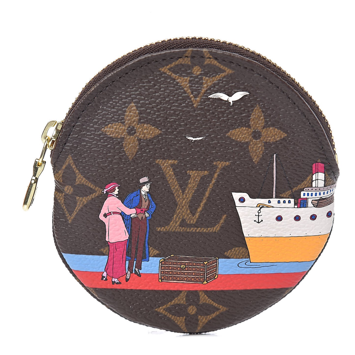 Monogram 2016 Christmas Animation Round Coin Purse Rouge