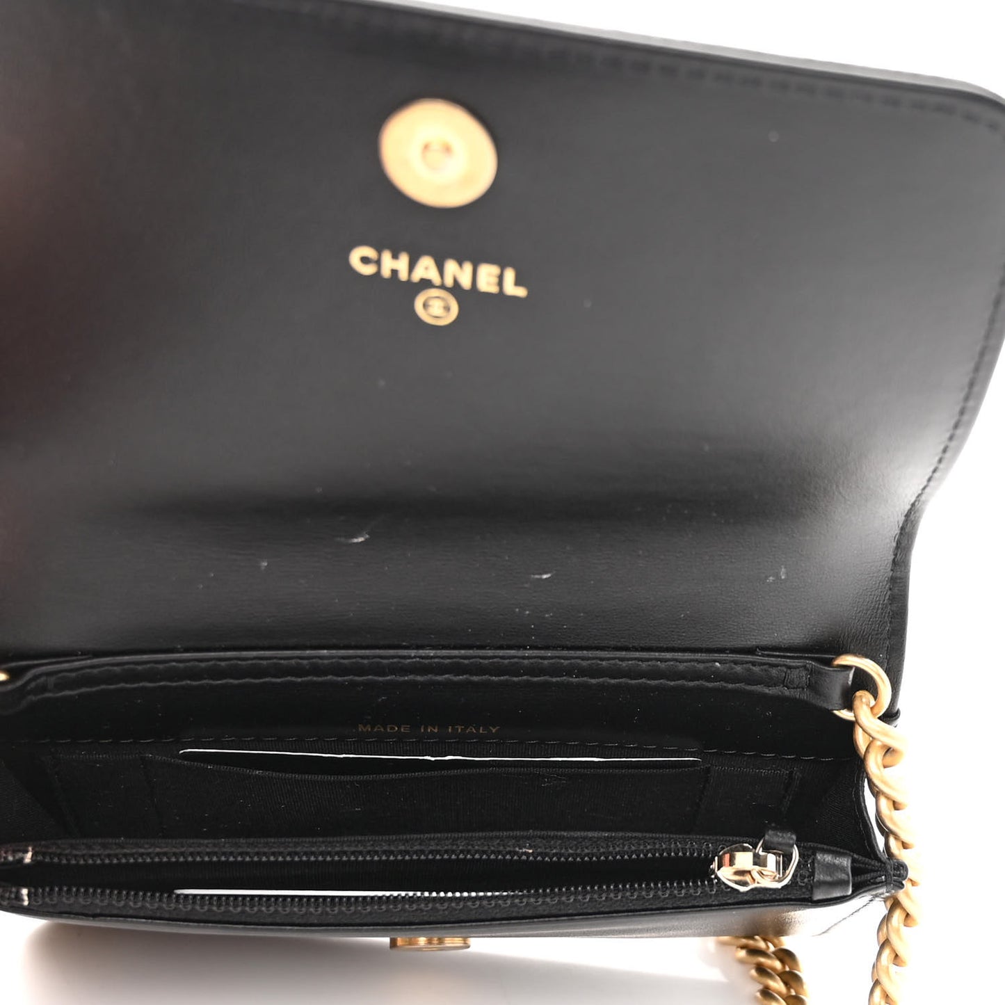 Caviar Quilted Boy Clutch With Chain Black