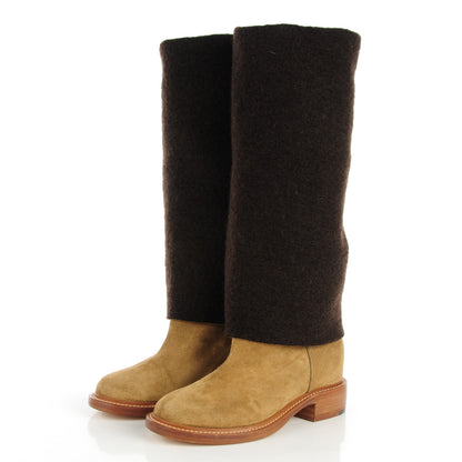 Chanel Suede Calfskin CC High Boots 40 Brown Beige 3 of 8