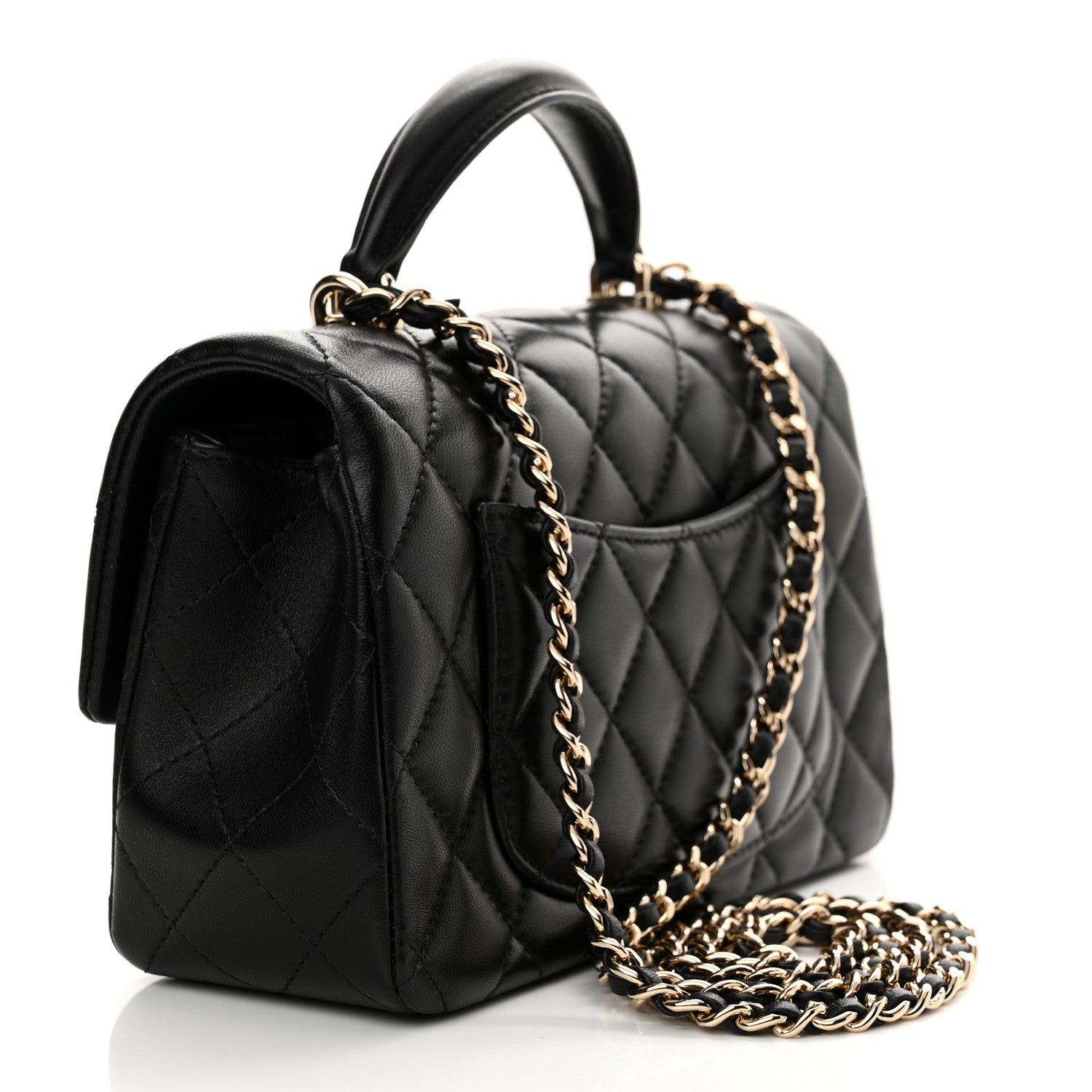 Chanel Lambskin Quilted Mini Top Handle Rectangular Flap Black 3 of 10