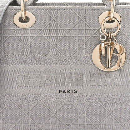 Christian Dior Canvas Embroidered Cannage Medium Lady D-Lite Gray 8 of 12