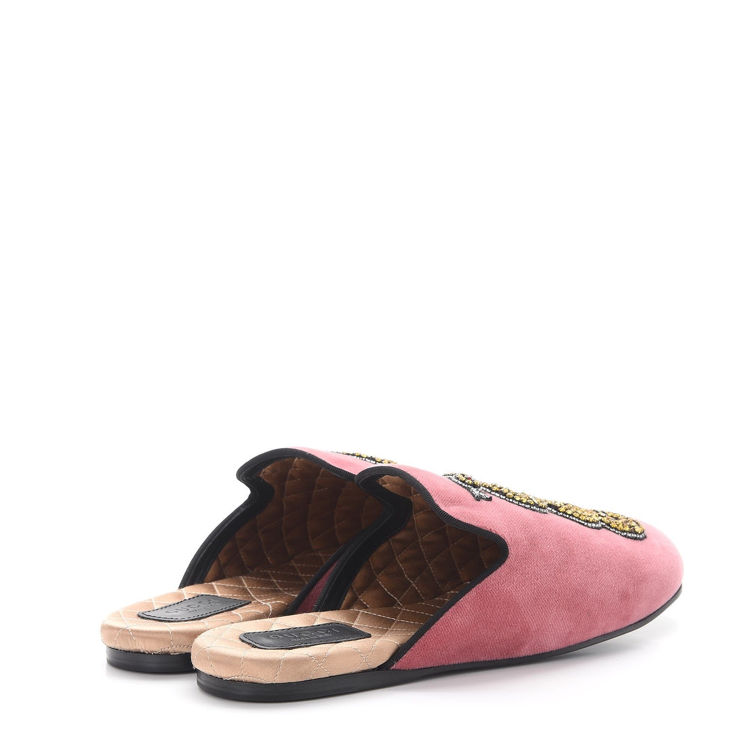 Gucci Velvet Embellished Evening Slippers 37 Pink 4 of 8