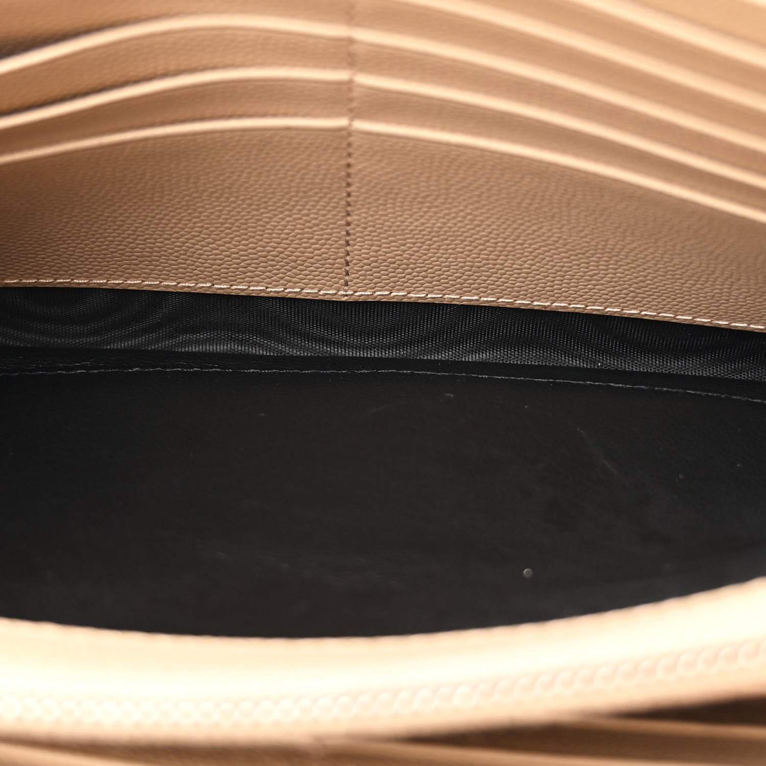 Saint Laurent Grain De Poudre Matelasse Chevron Cassandre Chain Wallet Dark Beige 6 of 12