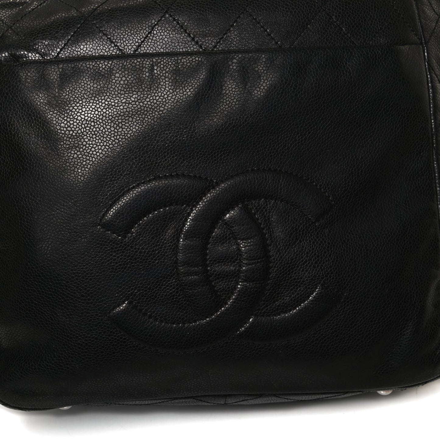 Soft Caviar Large Timeless CC Shopping Tote Black