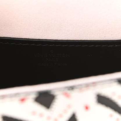 Louis Vuitton Calfskin Graphic Print Twist Shoulder Bag MM White Black 5 of 11