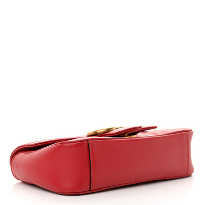 Gucci Calfskin Matelasse Mini GG Marmont Shoulder Bag Hibiscus Red 4 of 12