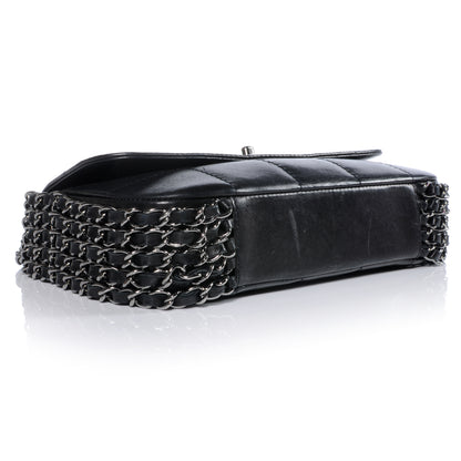 Chanel Chocolate Bar Quilted Lambskin 5 Chain Flap Black 4 of 10