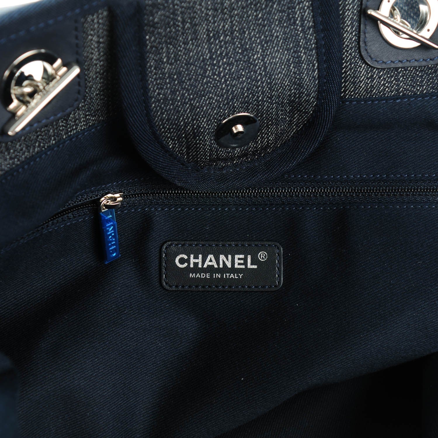 Chanel Denim Large Deauville Tote Dark Blue 6 of 7